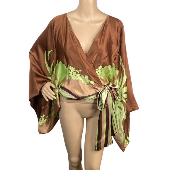 Vtg Y2K Victoria's Secret Very Sexy Silk Floral Wrap Kimono Top O/S - Picture 1 of 11
